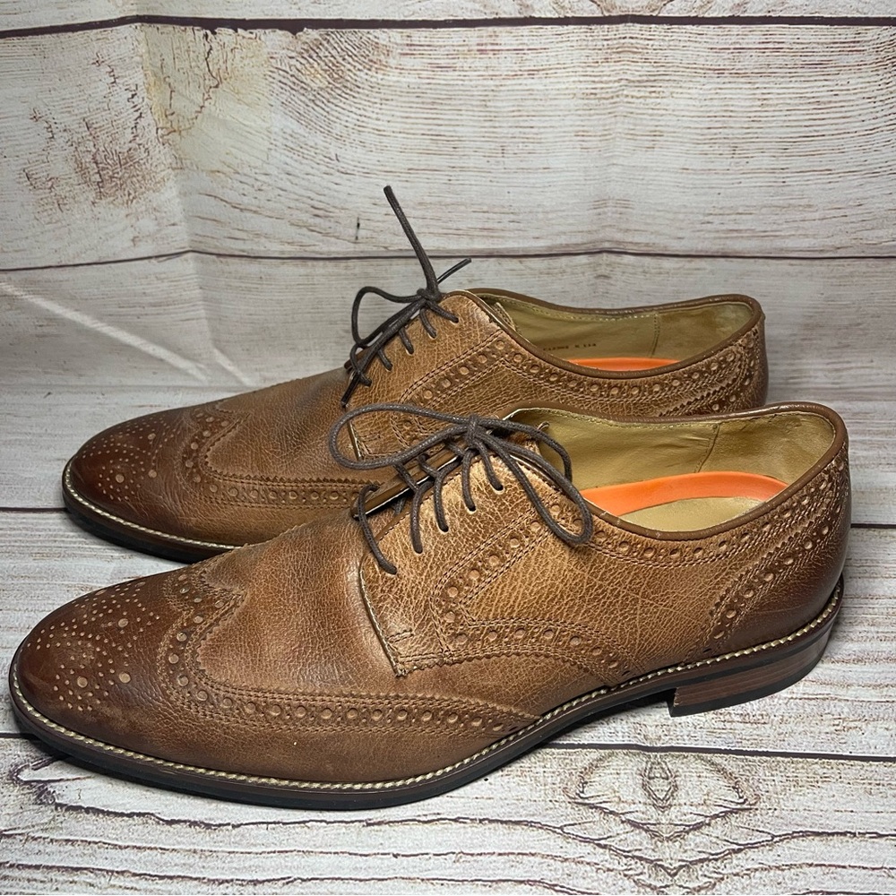 Mens 10 M Cole Haan Lenox Hill Grand OS Wingtip C12362 Brown Leather Derby Shoes - Picture 7 of 10